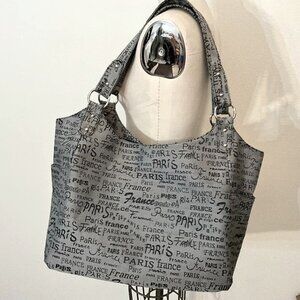 TOUR brand of Paris, France NWOT gray & black canvas 2-handle tote bag